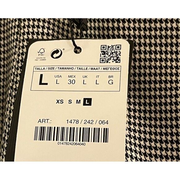 Zara Skirt Houndstooth Mini Asymmetrical Wrap Skirt Size Large - Picture 5 of 5